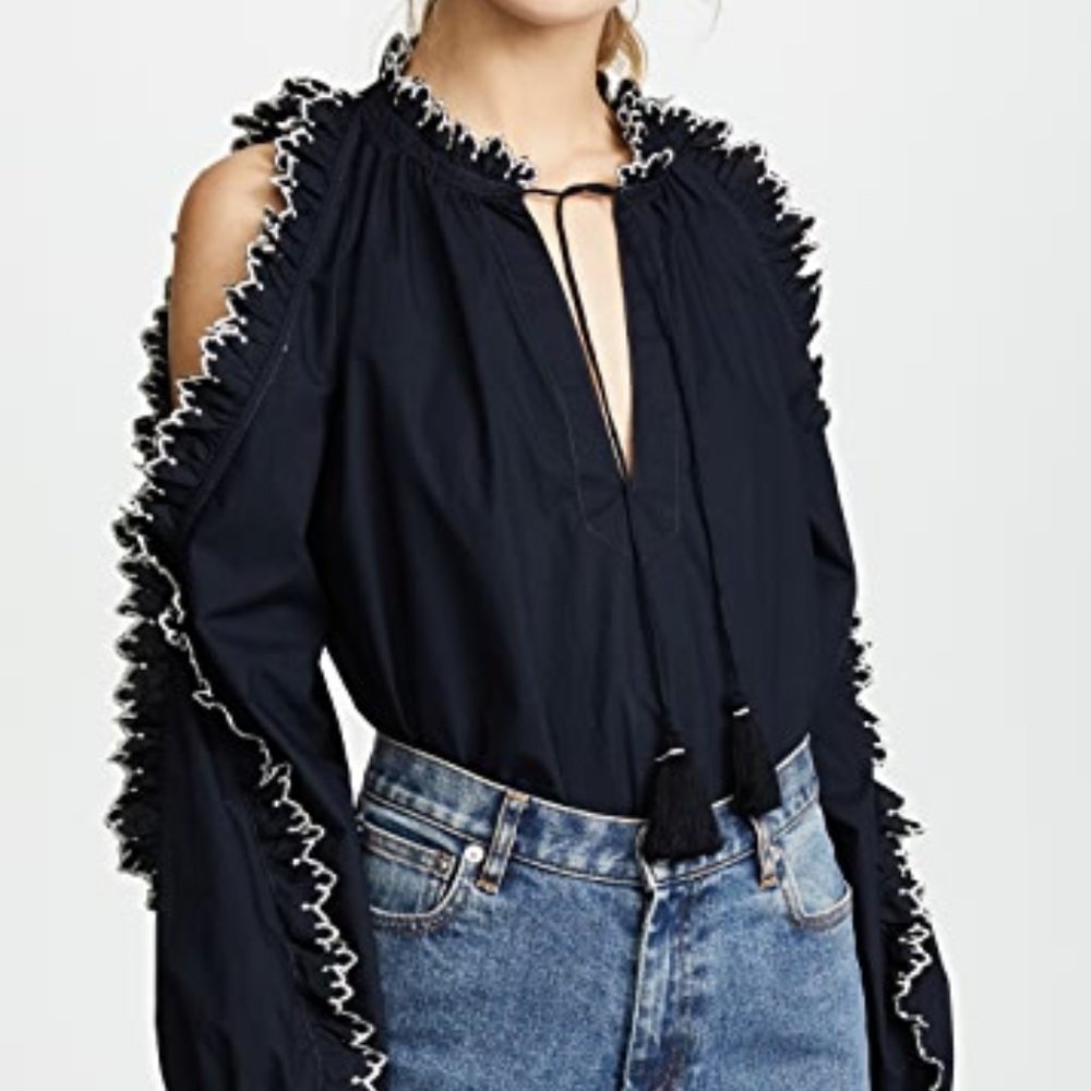 ULLA JOHNSON Amandine Cold Shoulder Blouse Top
